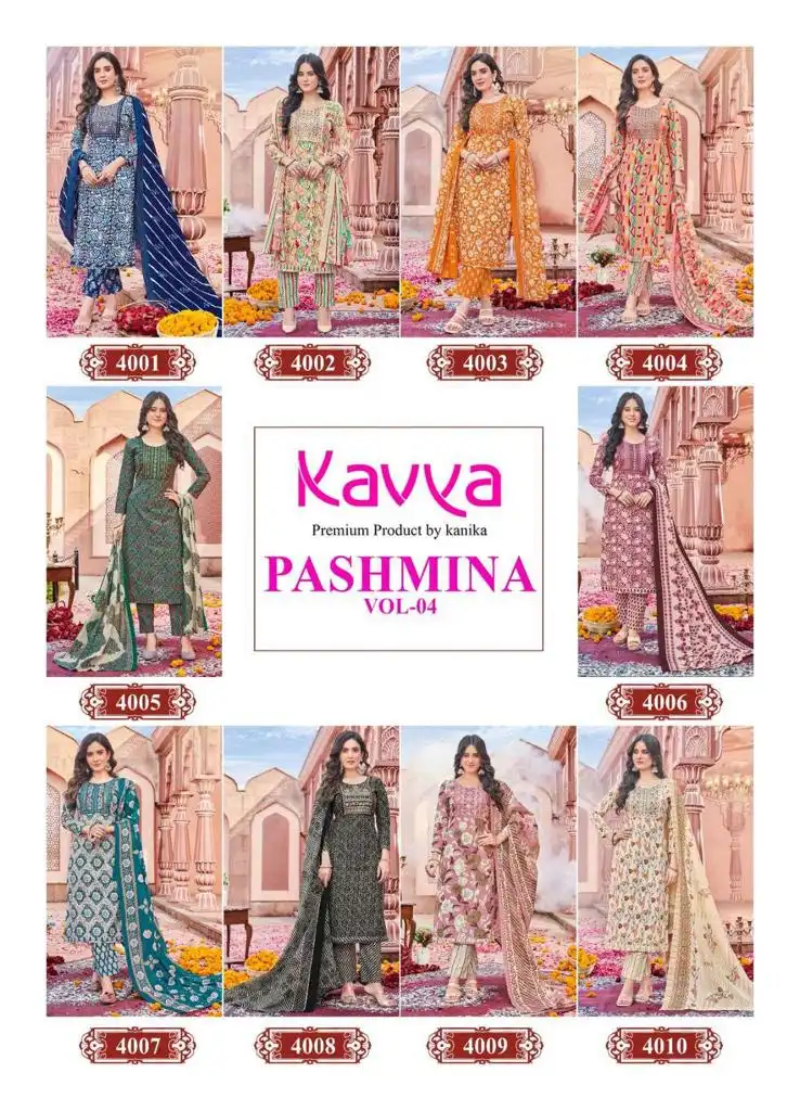 Kavya Pashmina Vol 4 Heavy Pashmina Cotton Wholesale Readymade Salwar Suit Catalog — Wholesale Salwar Suits, Kavya wholesale from Surat — view 11