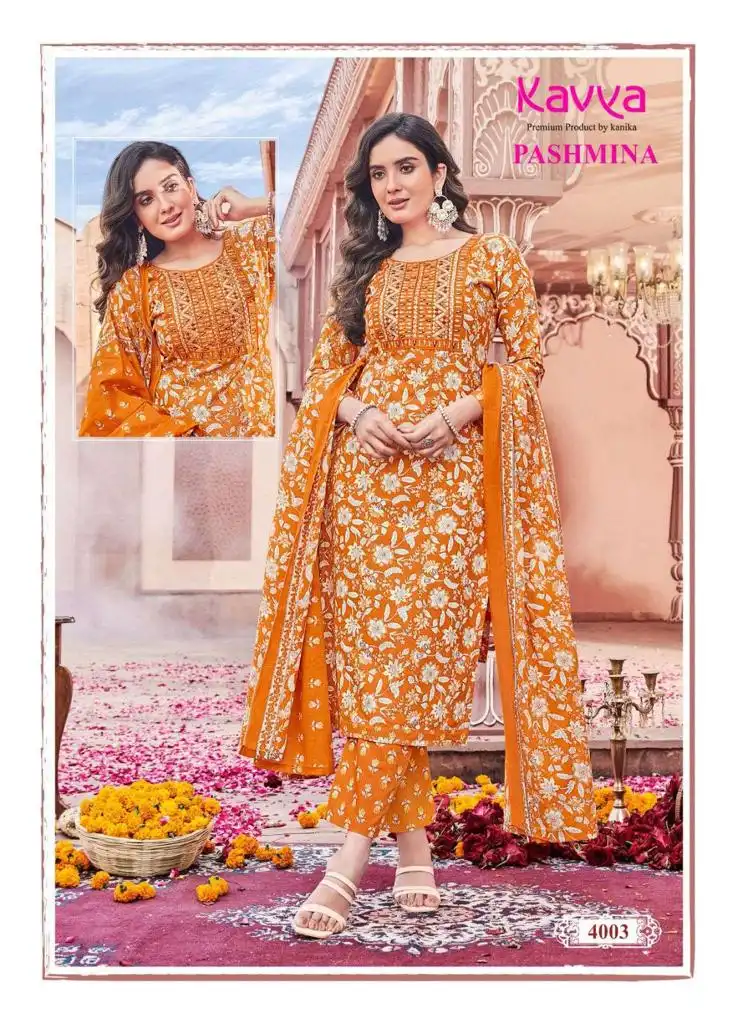 Kavya Pashmina Vol 4 Heavy Pashmina Cotton Wholesale Readymade Salwar Suit Catalog — Wholesale Salwar Suits, Kavya wholesale from Surat — view 9