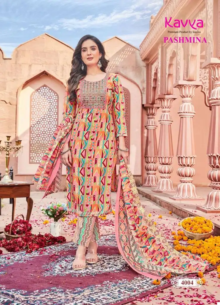 Kavya Pashmina Vol 4 Heavy Pashmina Cotton Wholesale Readymade Salwar Suit Catalog — Wholesale Salwar Suits, Kavya wholesale from Surat — view 4