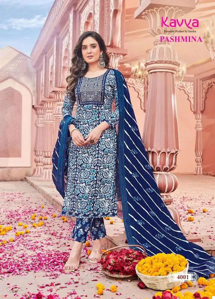 Kavya Pashmina Vol 4 Heavy Pashmina Cotton Wholesale Readymade Salwar Suit Catalog — Wholesale Salwar Suits, Kavya wholesale from Surat — view 5
