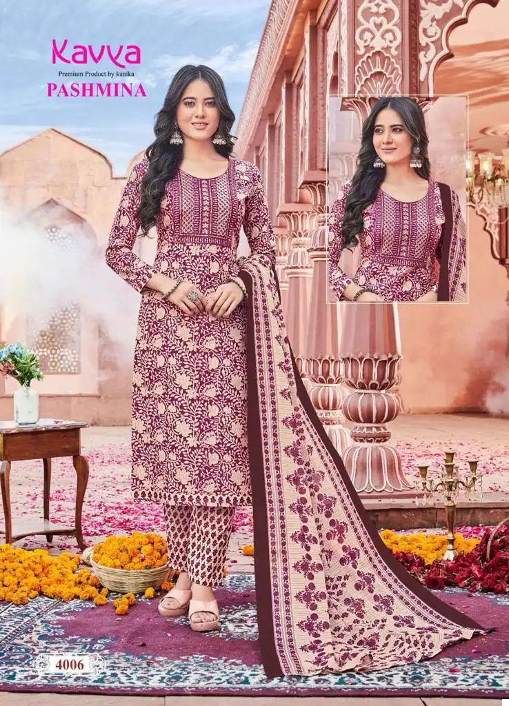 Kavya Pashmina Vol 4 Heavy Pashmina Cotton Wholesale Readymade Salwar Suit Catalog — Wholesale Salwar Suits, Kavya wholesale from Surat — view 6