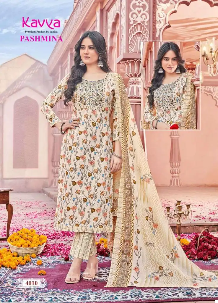 Kavya Pashmina Vol 4 Heavy Pashmina Cotton Wholesale Readymade Salwar Suit Catalog — Wholesale Salwar Suits, Kavya wholesale from Surat — view 7