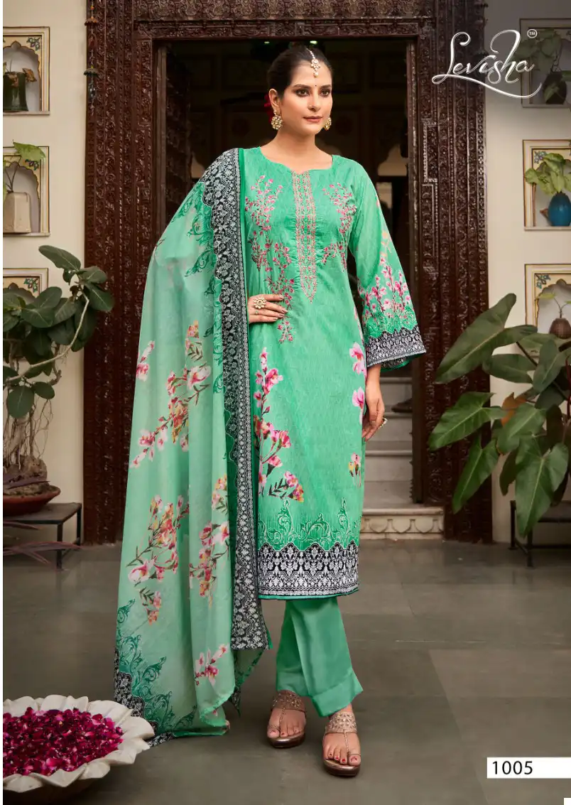 Levisha Eshaan Cambric Cotton Wholesale Pakistani Salwar Suit Catalog - Image 4