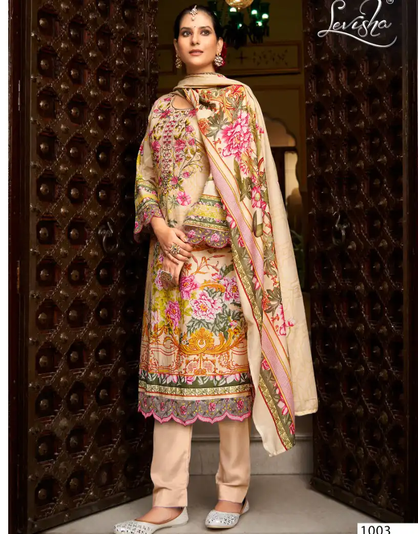 Levisha Eshaan Cambric Cotton Wholesale Pakistani Salwar Suit Catalog - Image 5