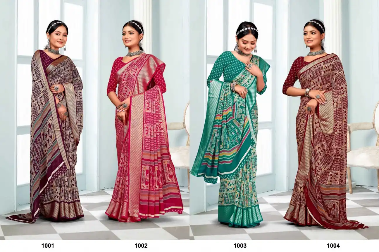 Mahamani Pragya Doll Moss Printed Wholesale Sarees Catalog - Image 7