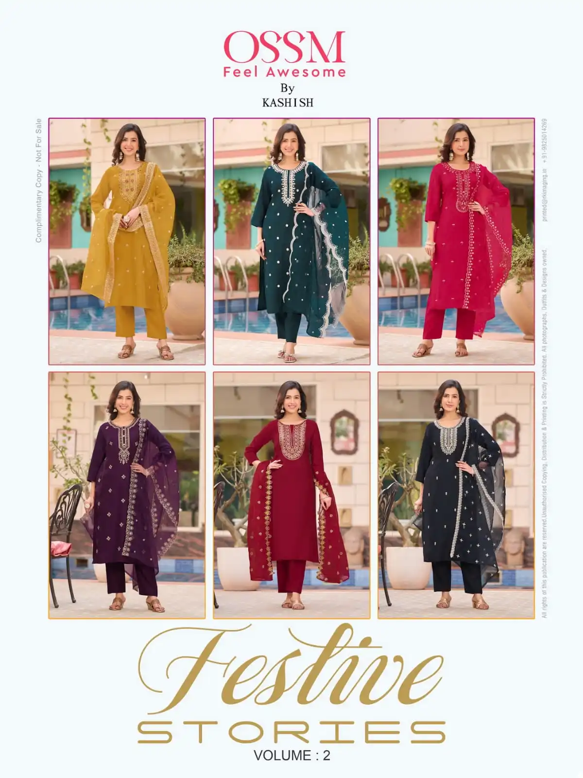 Ossm Festive Stories Vol 02 Viscose Roman Silk Wholesale Readymade Salwar Suit Catalog - Image 7
