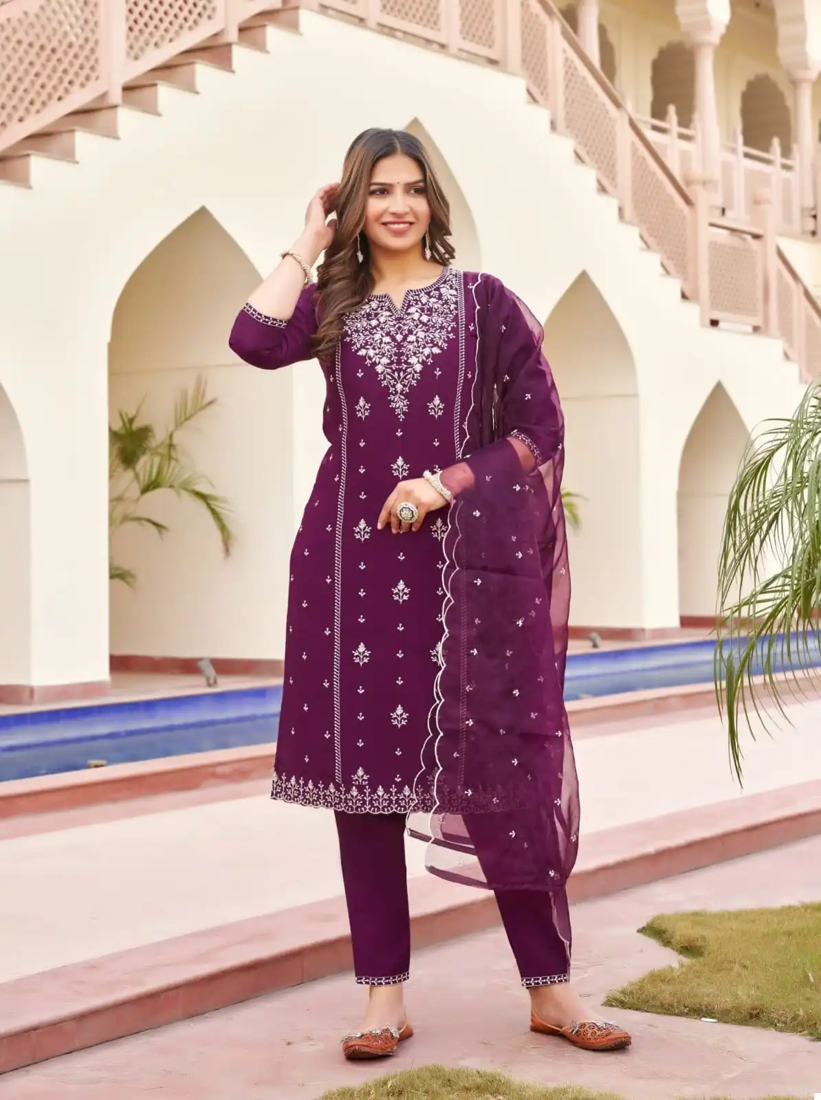 Ossm Gulabi Viscose Roman Silk Wholesale Readymade Salwar Suit Catalog - Image 2