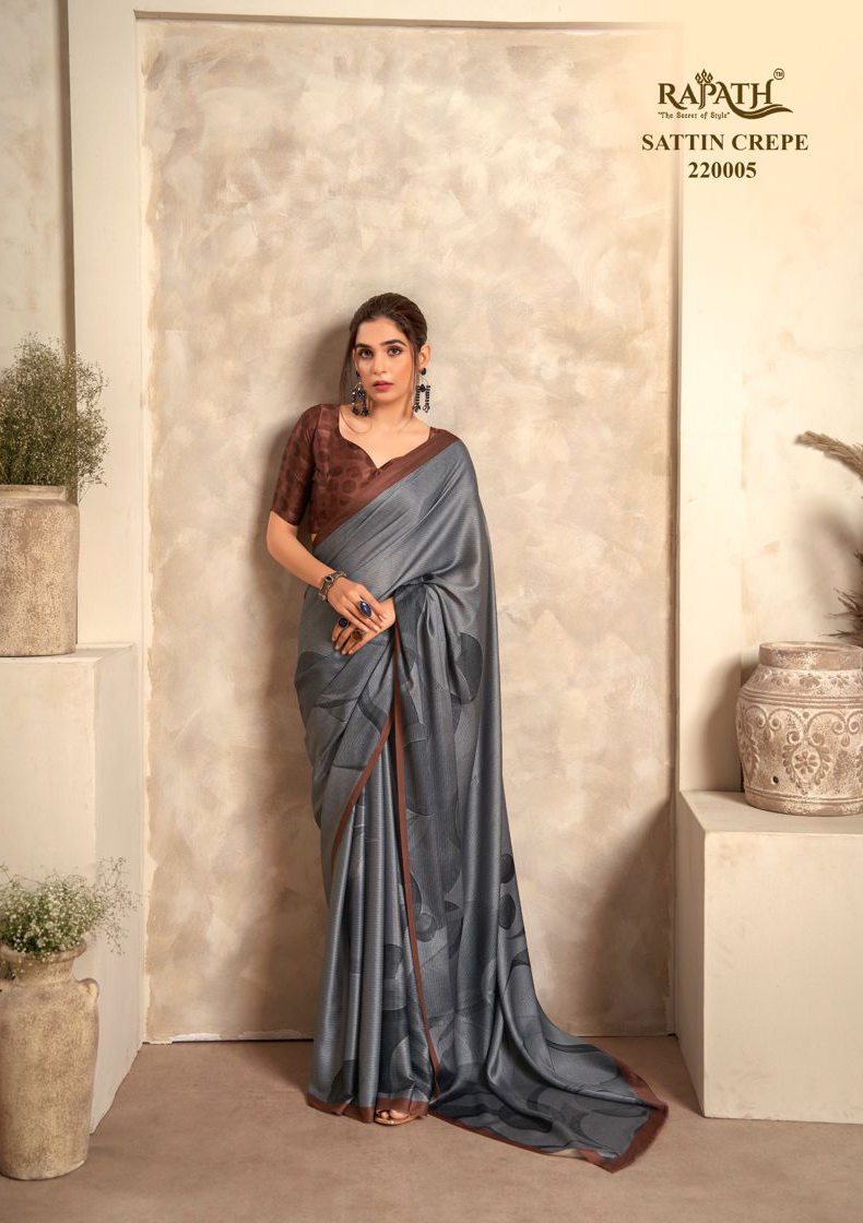 Rajpath Jasmine Silk Satin Crepe Wholesale Fancy Sarees Catalog - Image 2