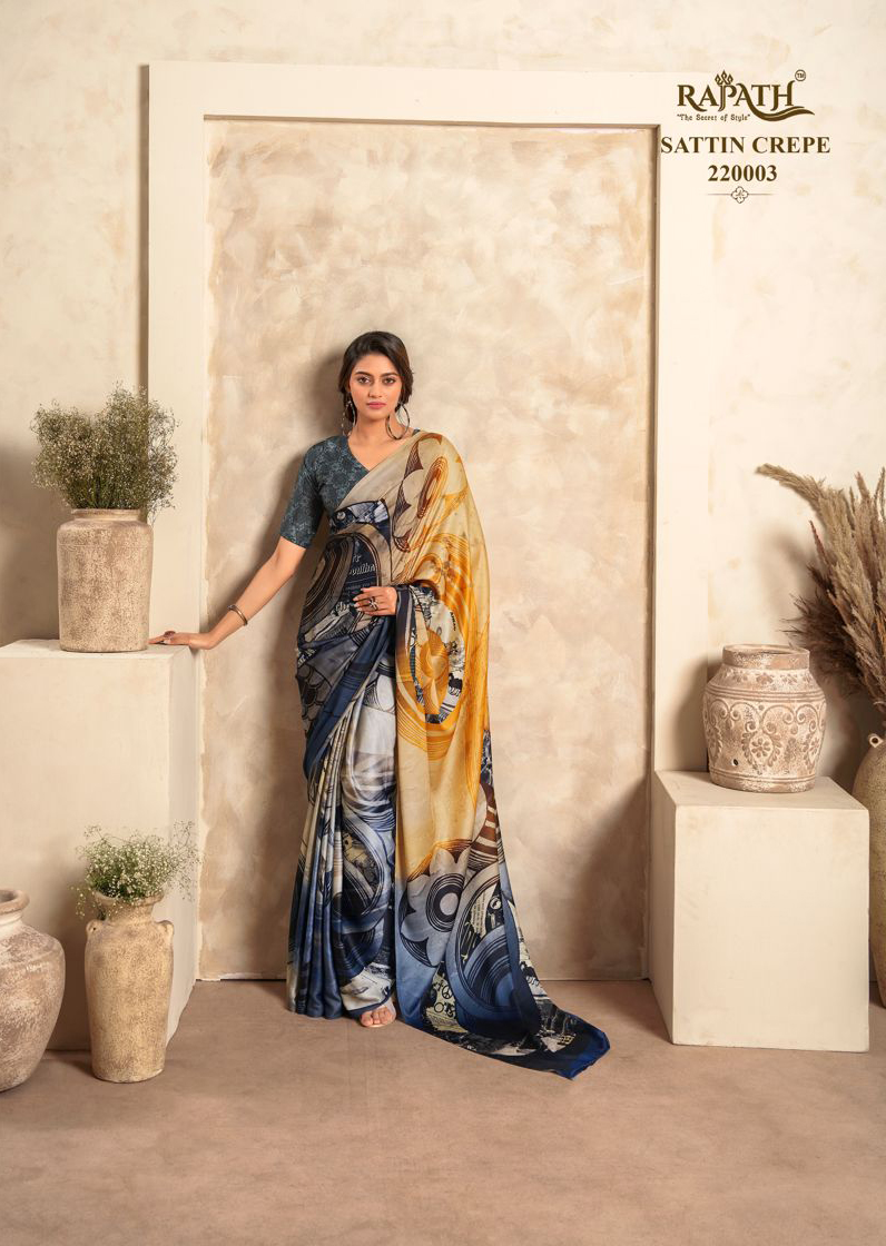 Rajpath Jasmine Silk Satin Crepe Wholesale Fancy Sarees Catalog - Image 4