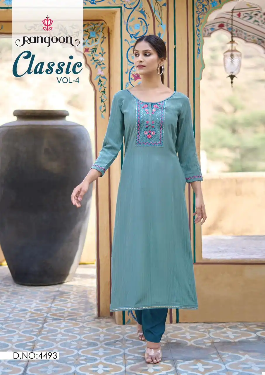 Rangoon Classic Vol 04 Fancy Lining Silk Wholesale Fancy Kurtis Catalog - Image 2