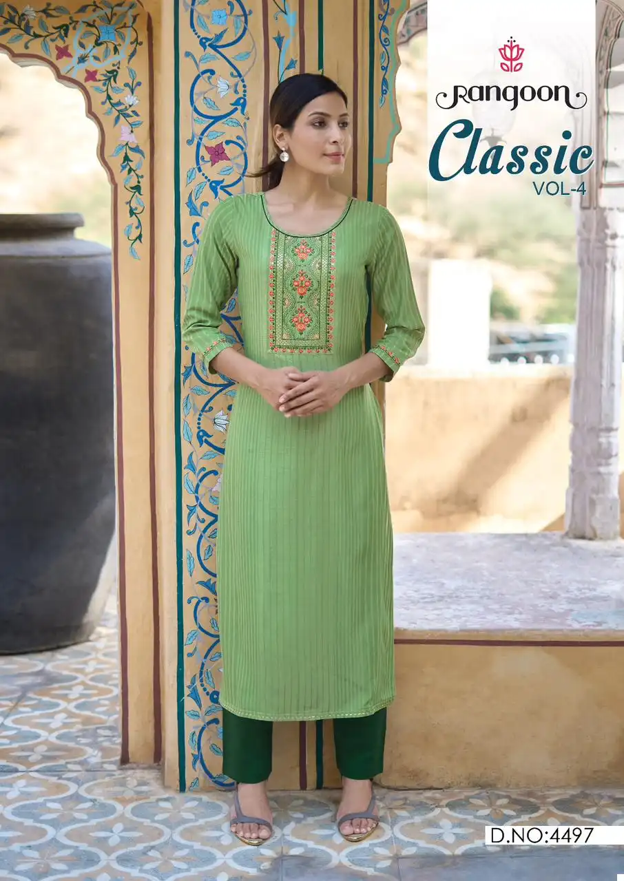 Rangoon Classic Vol 04 Fancy Lining Silk Wholesale Fancy Kurtis Catalog - Image 3
