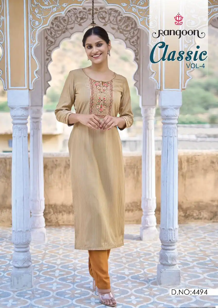 Rangoon Classic Vol 04 Fancy Lining Silk Wholesale Fancy Kurtis Catalog - Image 4