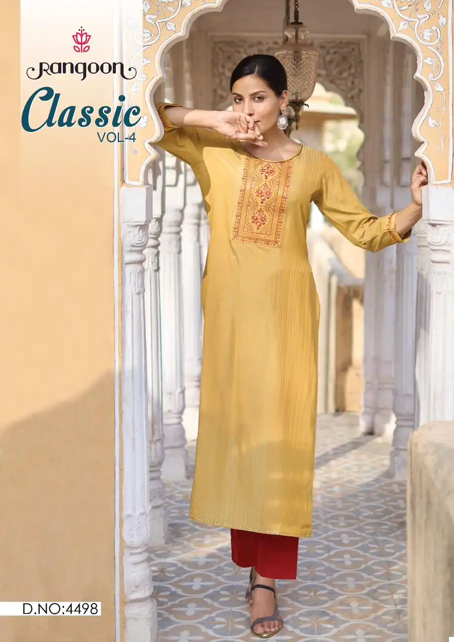 Rangoon Classic Vol 04 Fancy Lining Silk Wholesale Fancy Kurtis Catalog - Image 5