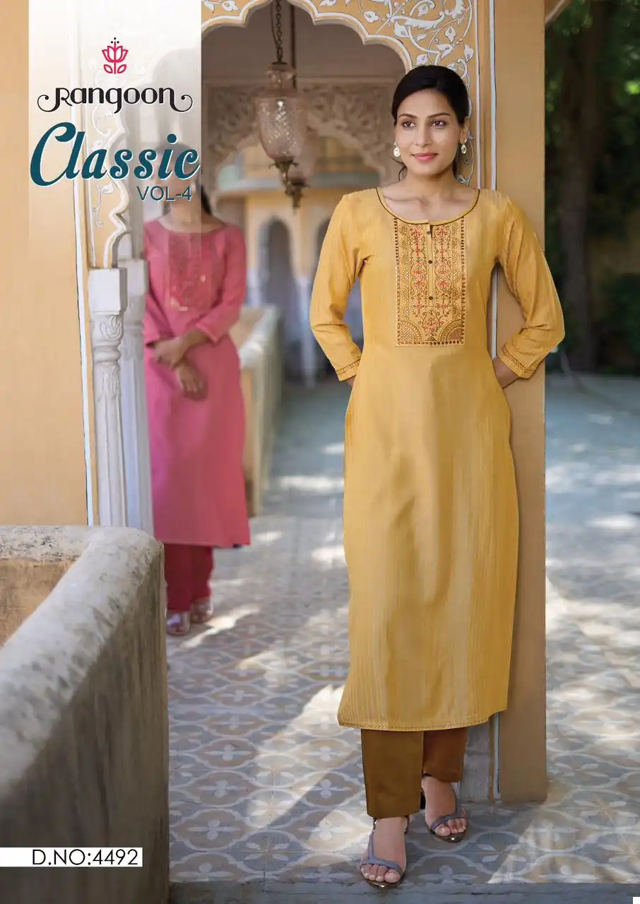 Rangoon Classic Vol 04 Fancy Lining Silk Wholesale Fancy Kurtis Catalog - Image 7