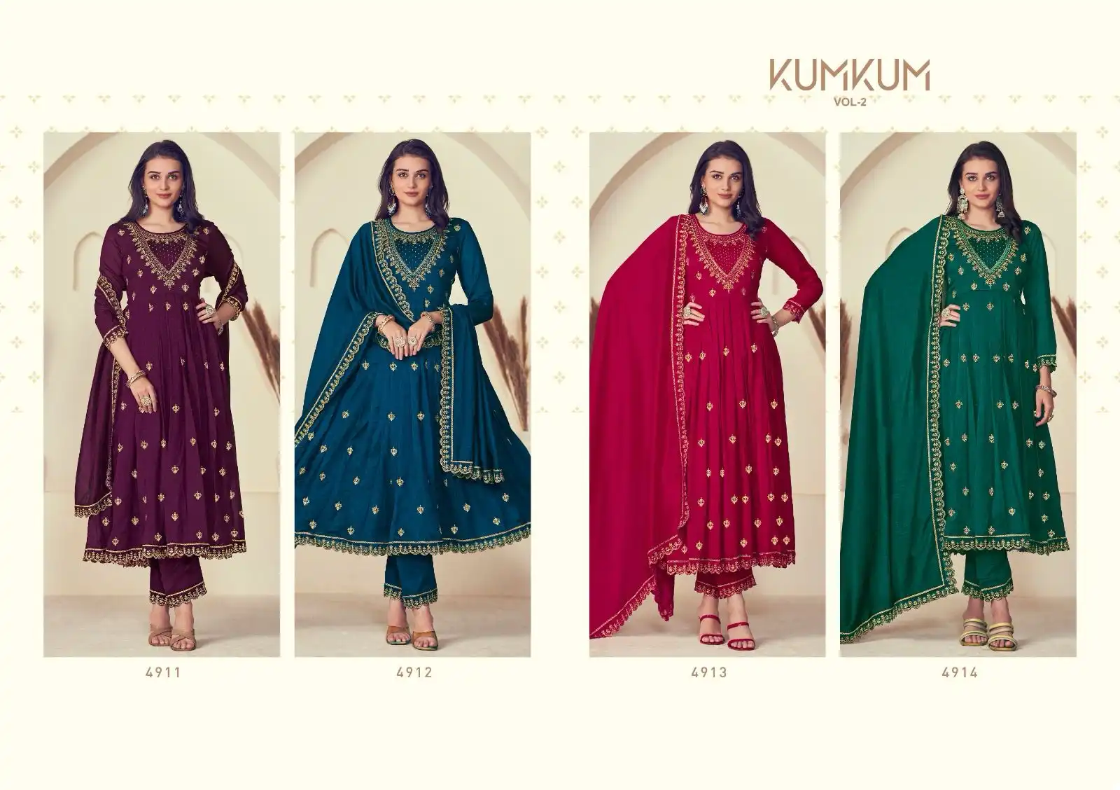 Rangoon Kum Kum Vol 2 Silk Wholesale Readymade Salwar Suit Catalog - Image 5