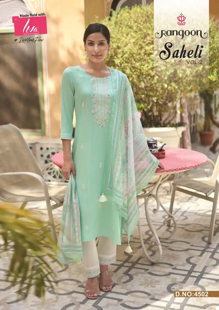 Rangoon Saheli Vol 2 Nylon Viscose Wholesale Readymade Salwar Suit Catalog - Image 4