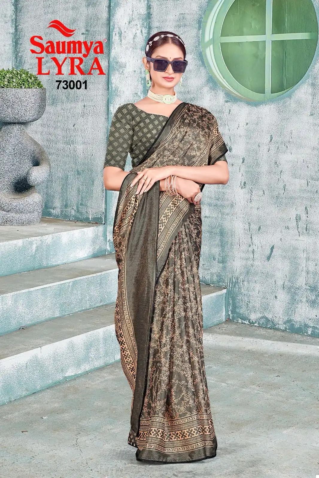 Saumya Lyra Chiffon Brasso Padding Print Wholesale Sarees Catalog - Image 3