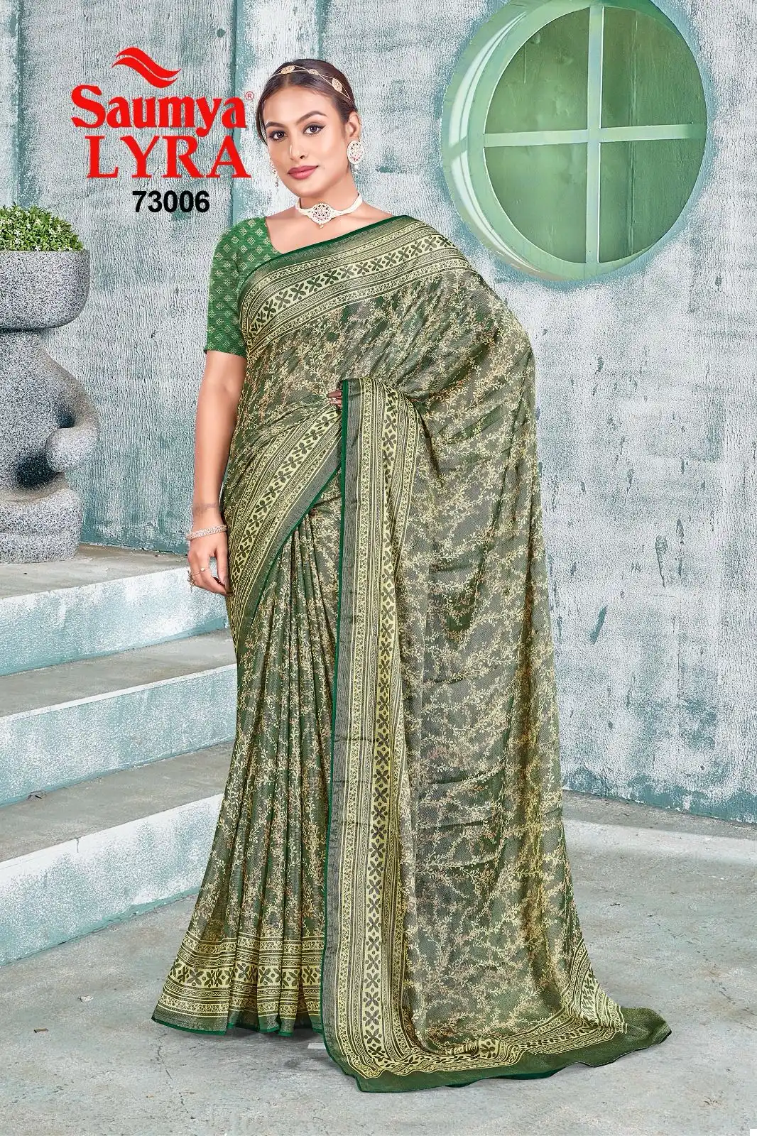 Saumya Lyra Chiffon Brasso Padding Print Wholesale Sarees Catalog - Image 6