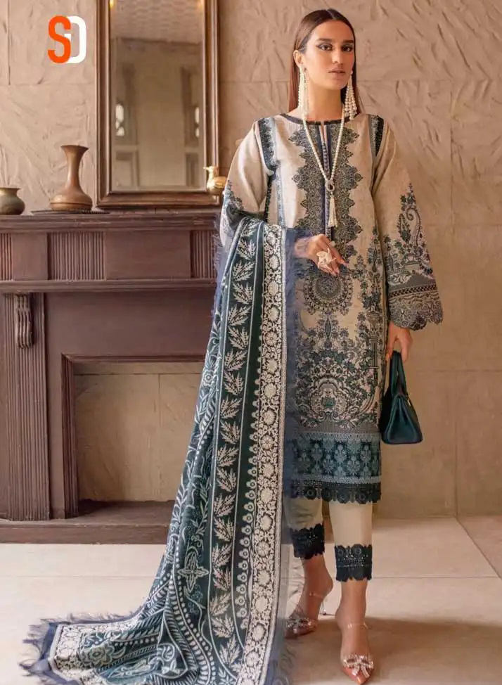 Sharaddha Designer Chevron 03 Lawn Cotton Printed Wholesale Pakistani Salwar Suit Catalog
