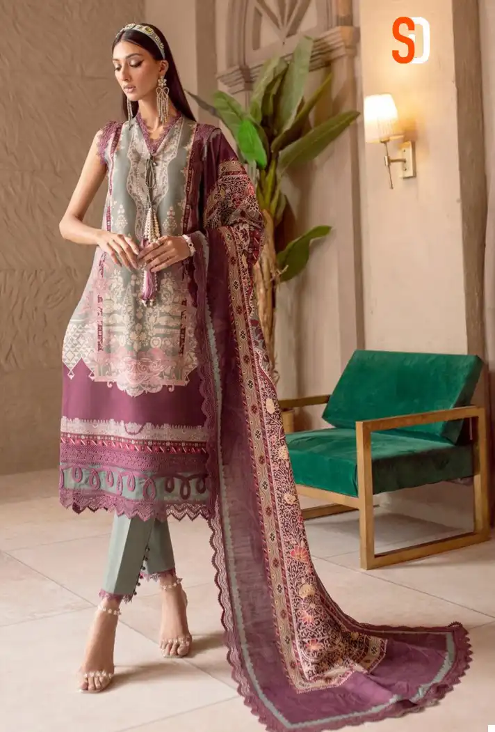 Sharaddha Designer Chevron 03 Lawn Cotton Printed Wholesale Pakistani Salwar Suit Catalog - Image 2