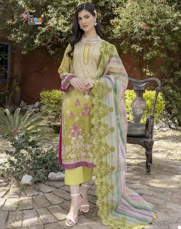 Shree Fabs Charisma Aniiq Embroidered Dupatta Pure Lawn Cotton Print Wholesale Pakistani Salwar Suit Catalog