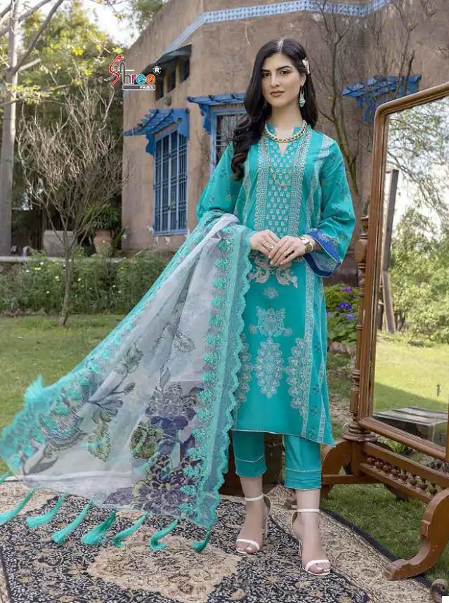 Shree Fabs Charisma Aniiq Embroidered Dupatta Pure Lawn Cotton Print Wholesale Pakistani Salwar Suit Catalog - Image 4