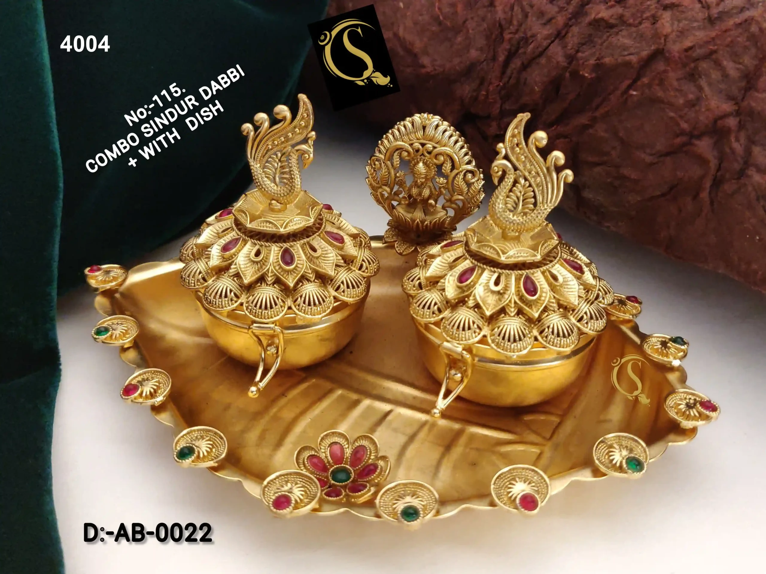 Traditional Gold-Plated Sindoor Dabi With Intricate Carvings - Image 13