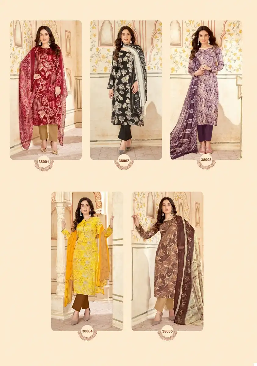 Suryajyoti Naishaa Vol 38 Jaam Satin Wholesale Salwar Suit Catalog — Wholesale Salwar Suits, MPA wholesale from Surat - Gallery Image 11