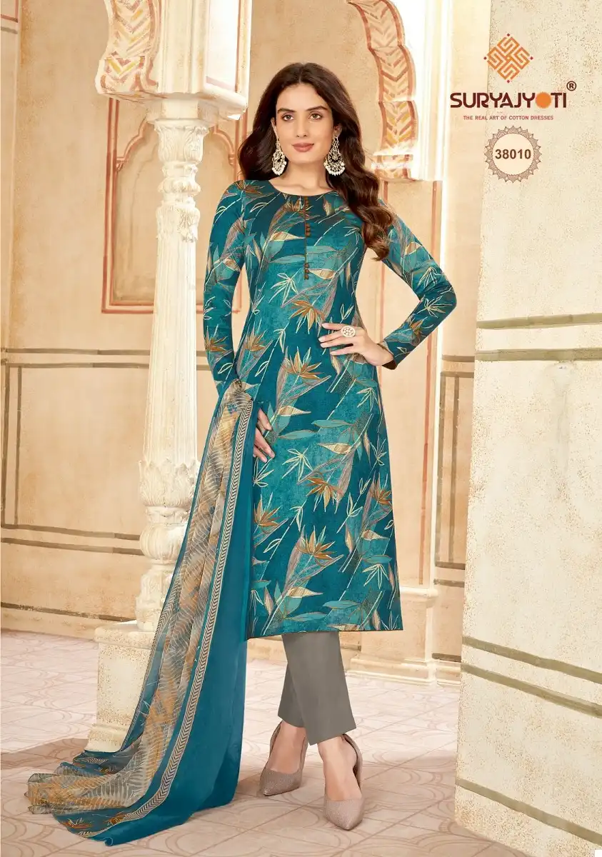 Suryajyoti Naishaa Vol 38 Jaam Satin Wholesale Salwar Suit Catalog — Wholesale Salwar Suits, MPA wholesale from Surat - Gallery Image 10