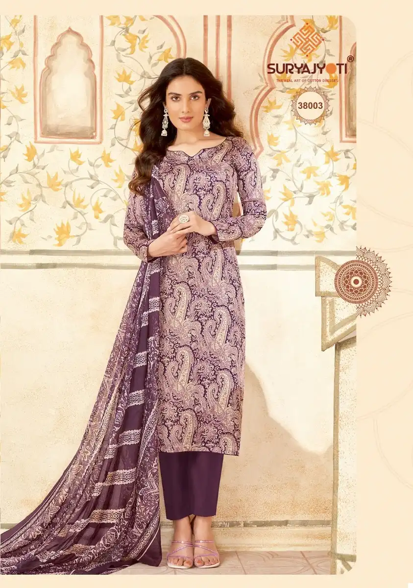 Suryajyoti Naishaa Vol 38 Jaam Satin Wholesale Salwar Suit Catalog — Wholesale Salwar Suits, MPA wholesale from Surat - Gallery Image 2