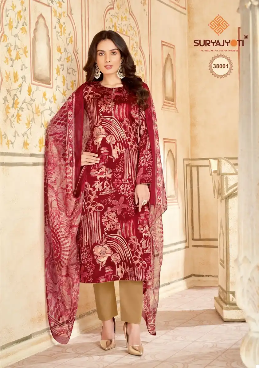 Suryajyoti Naishaa Vol 38 Jaam Satin Wholesale Salwar Suit Catalog — Wholesale Salwar Suits, MPA wholesale from Surat - Gallery Image 3
