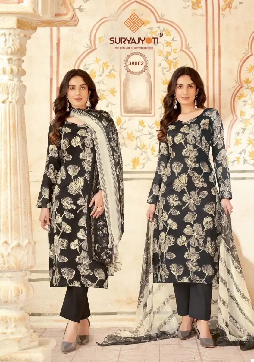 Suryajyoti Naishaa Vol 38 Jaam Satin Wholesale Salwar Suit Catalog — Wholesale Salwar Suits, MPA wholesale from Surat - Gallery Image 4