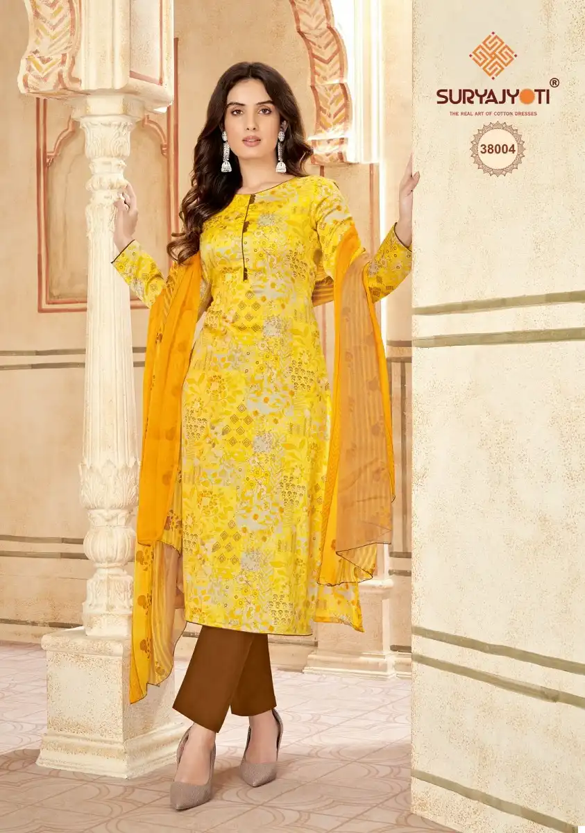 Suryajyoti Naishaa Vol 38 Jaam Satin Wholesale Salwar Suit Catalog — Wholesale Salwar Suits, MPA wholesale from Surat - Gallery Image 5