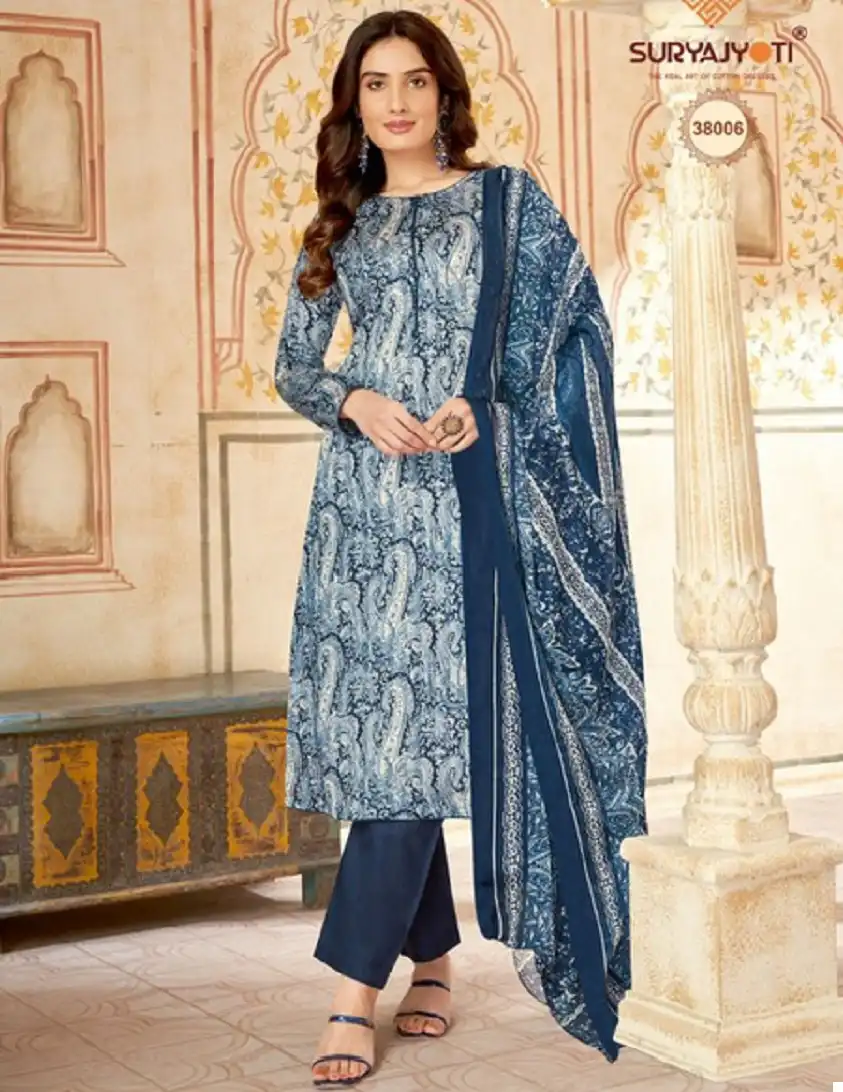 Suryajyoti Naishaa Vol 38 Jaam Satin Wholesale Salwar Suit Catalog — Wholesale Salwar Suits, MPA wholesale from Surat — view 1