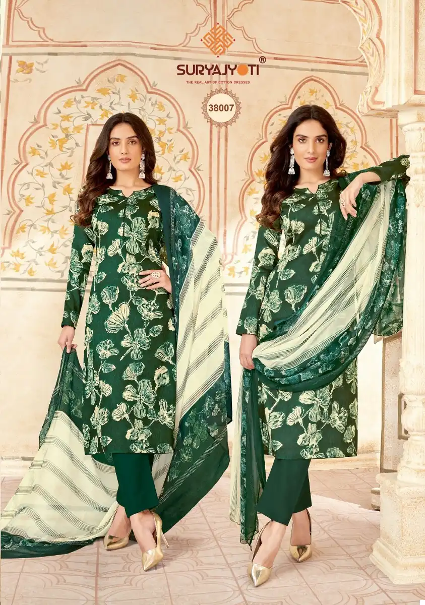 Suryajyoti Naishaa Vol 38 Jaam Satin Wholesale Salwar Suit Catalog — Wholesale Salwar Suits, MPA wholesale from Surat - Gallery Image 7