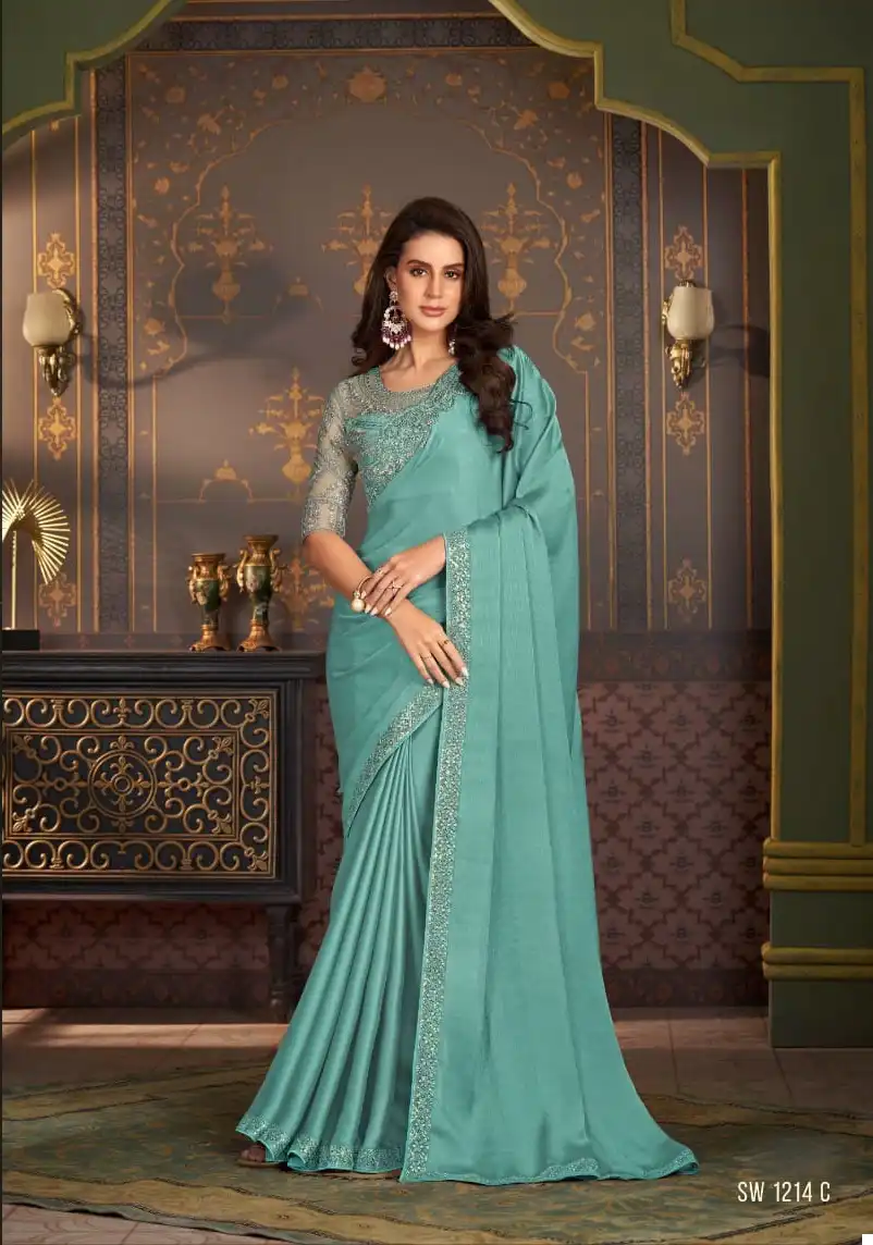 Tfh Sandalwood 12Th Soft Glass Silk Wholesale Fancy Sarees Catalog - Image 4