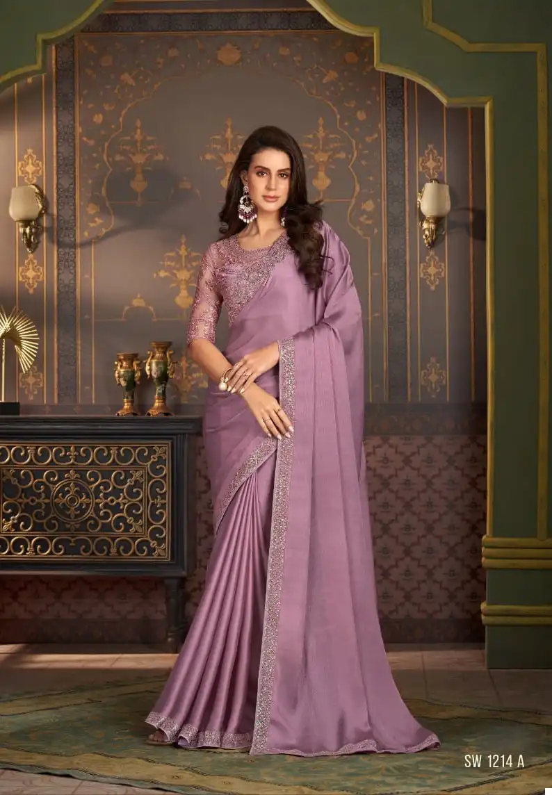 Tfh Sandalwood 12Th Soft Glass Silk Wholesale Fancy Sarees Catalog - Image 5