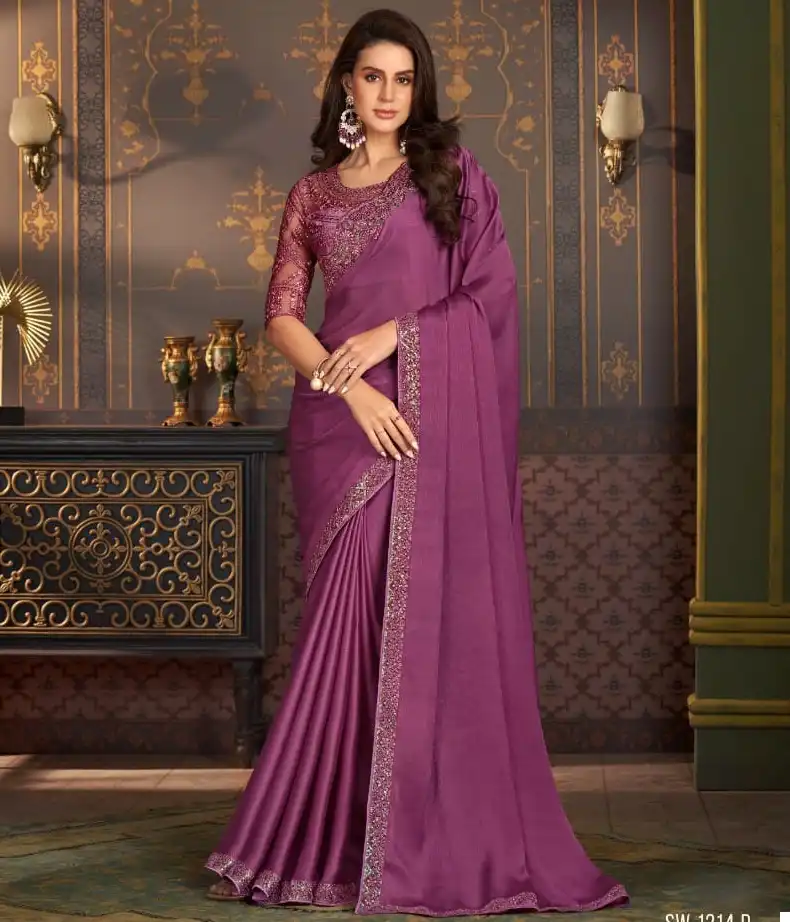 Tfh Sandalwood 12Th Soft Glass Silk Wholesale Fancy Sarees Catalog