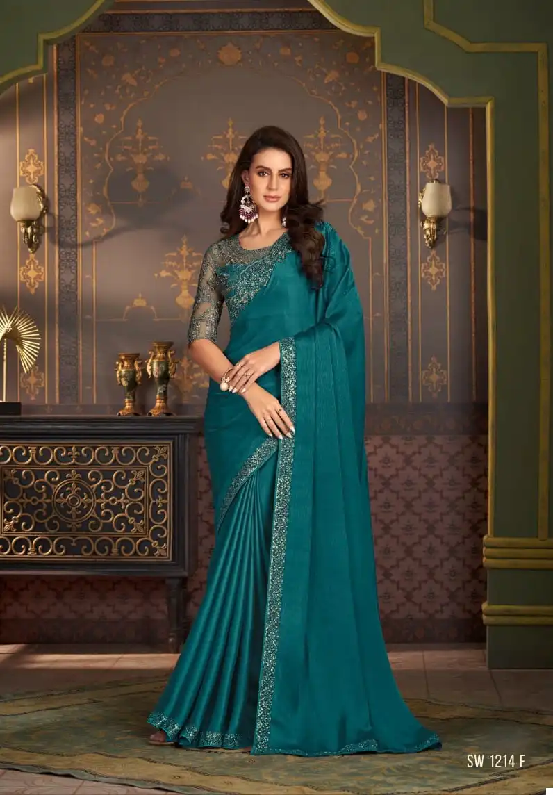 Tfh Sandalwood 12Th Soft Glass Silk Wholesale Fancy Sarees Catalog - Image 6