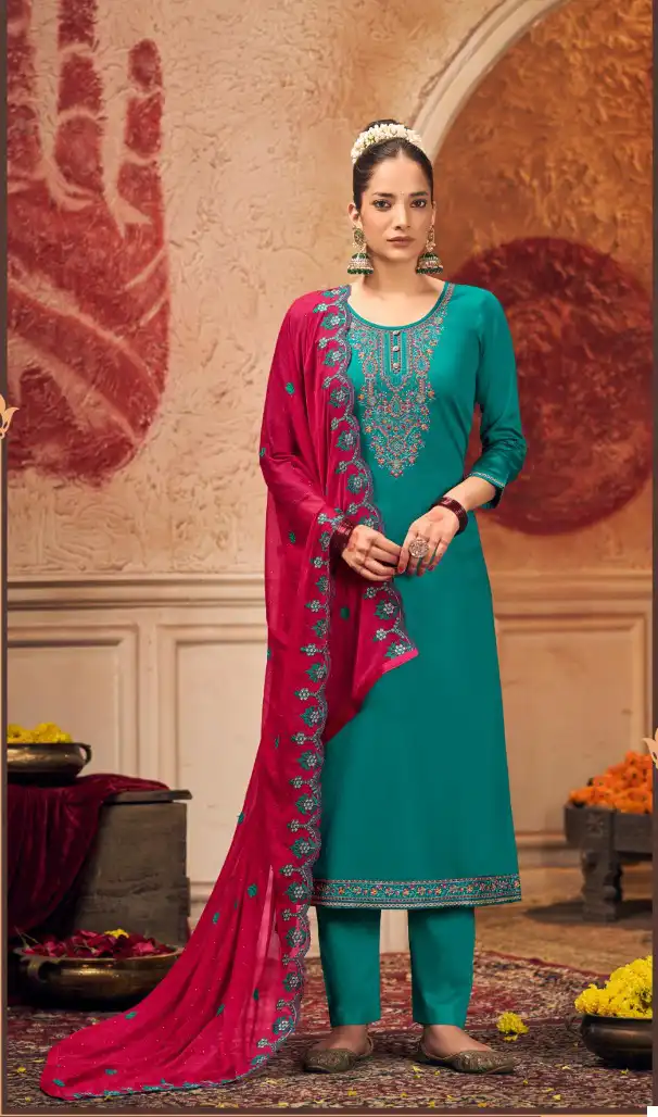 Triple Viana Pure Jam Cotton Wholesale Salwar Suit Catalog - Image 2