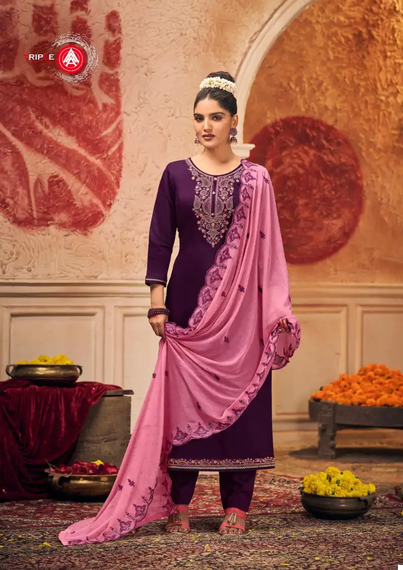 Triple Viana Pure Jam Cotton Wholesale Salwar Suit Catalog - Image 4