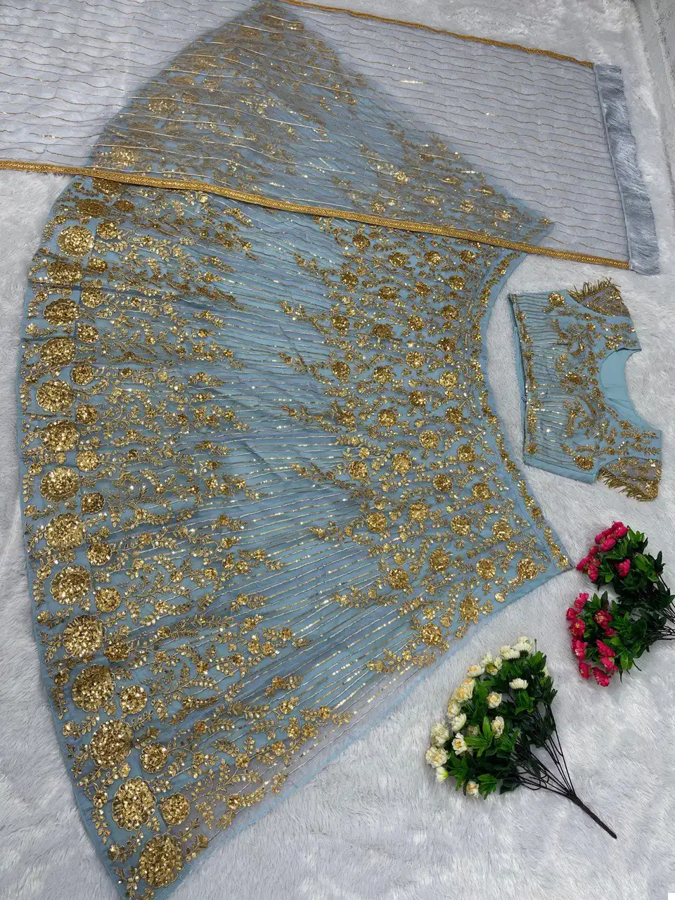 Vardan Ethnic Krm 1607 Heavy Soft Net Wholesale Lehenga — Wholesale Lehenga, MPA wholesale from Surat - Gallery Image 3
