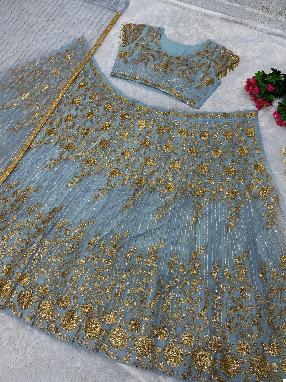 Vardan Ethnic Krm 1607 Heavy Soft Net Wholesale Lehenga — Wholesale Lehenga, MPA wholesale from Surat — view 4