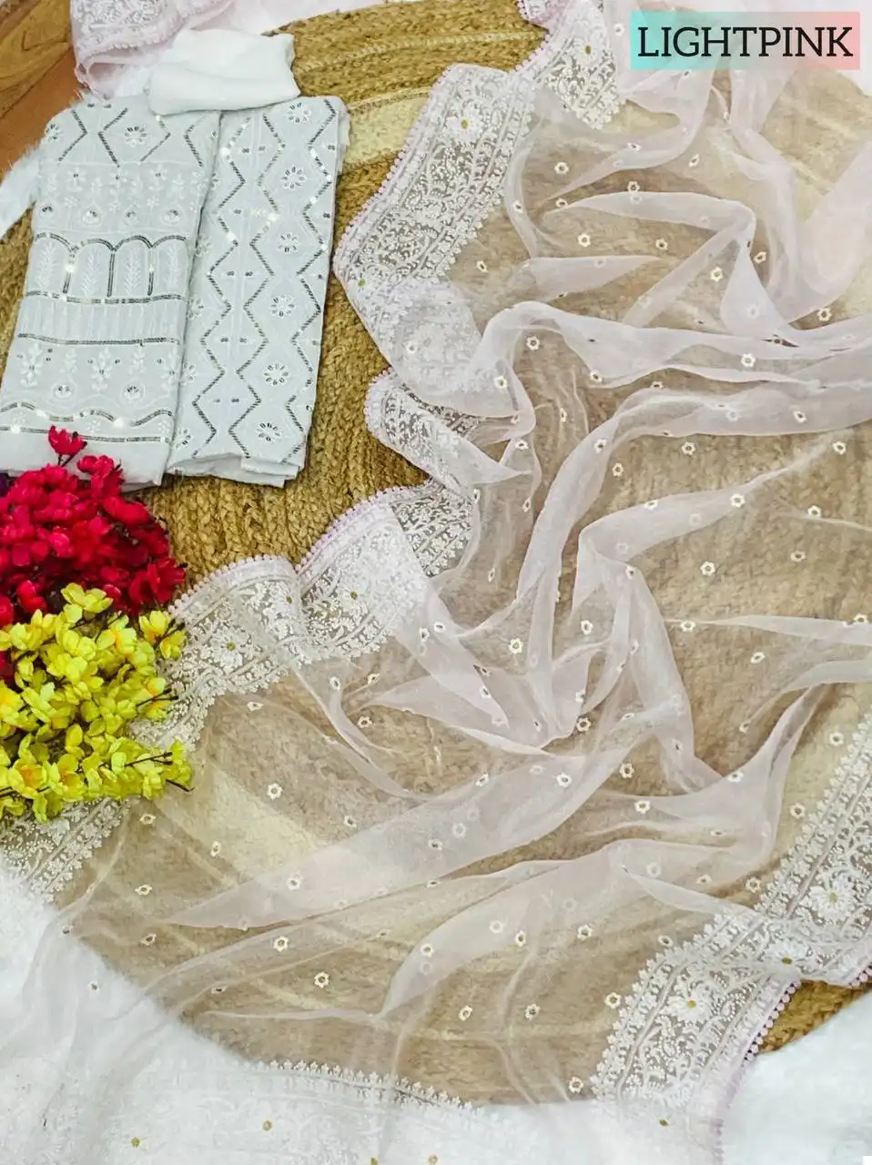 Vardan Ethnic Pink Organza Pure And Light Organza Wholesale Fancy Sarees Catalog - Image 4