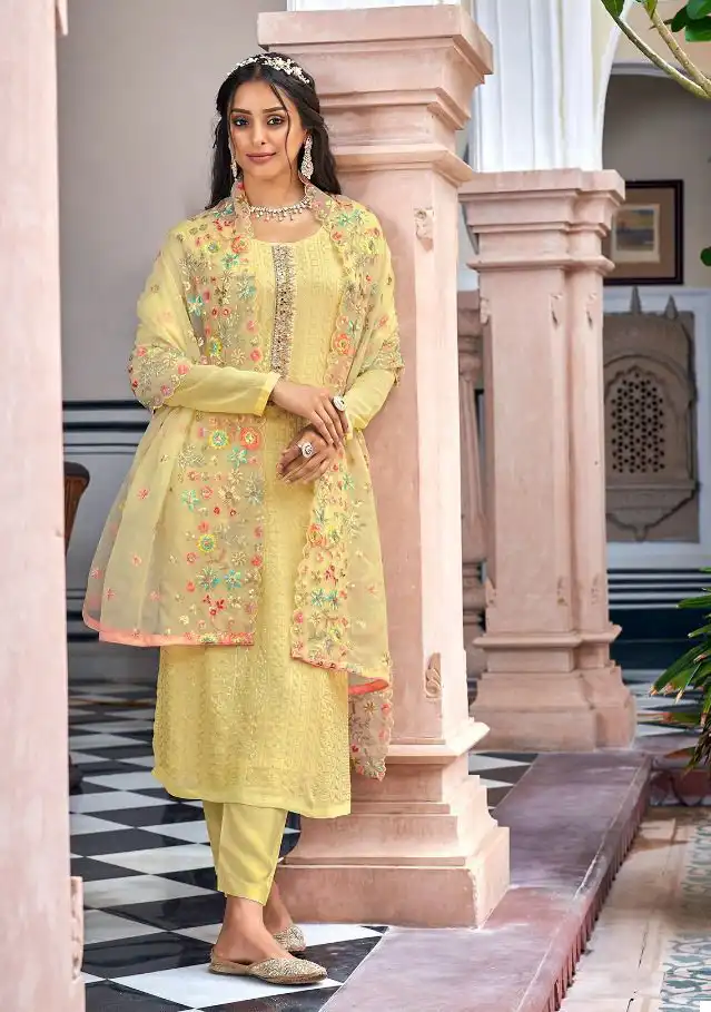 Vardan Ethnic Tiara Faux Georgette & Chinon Wholesale Designer Salwar Suit Catalog - Image 2