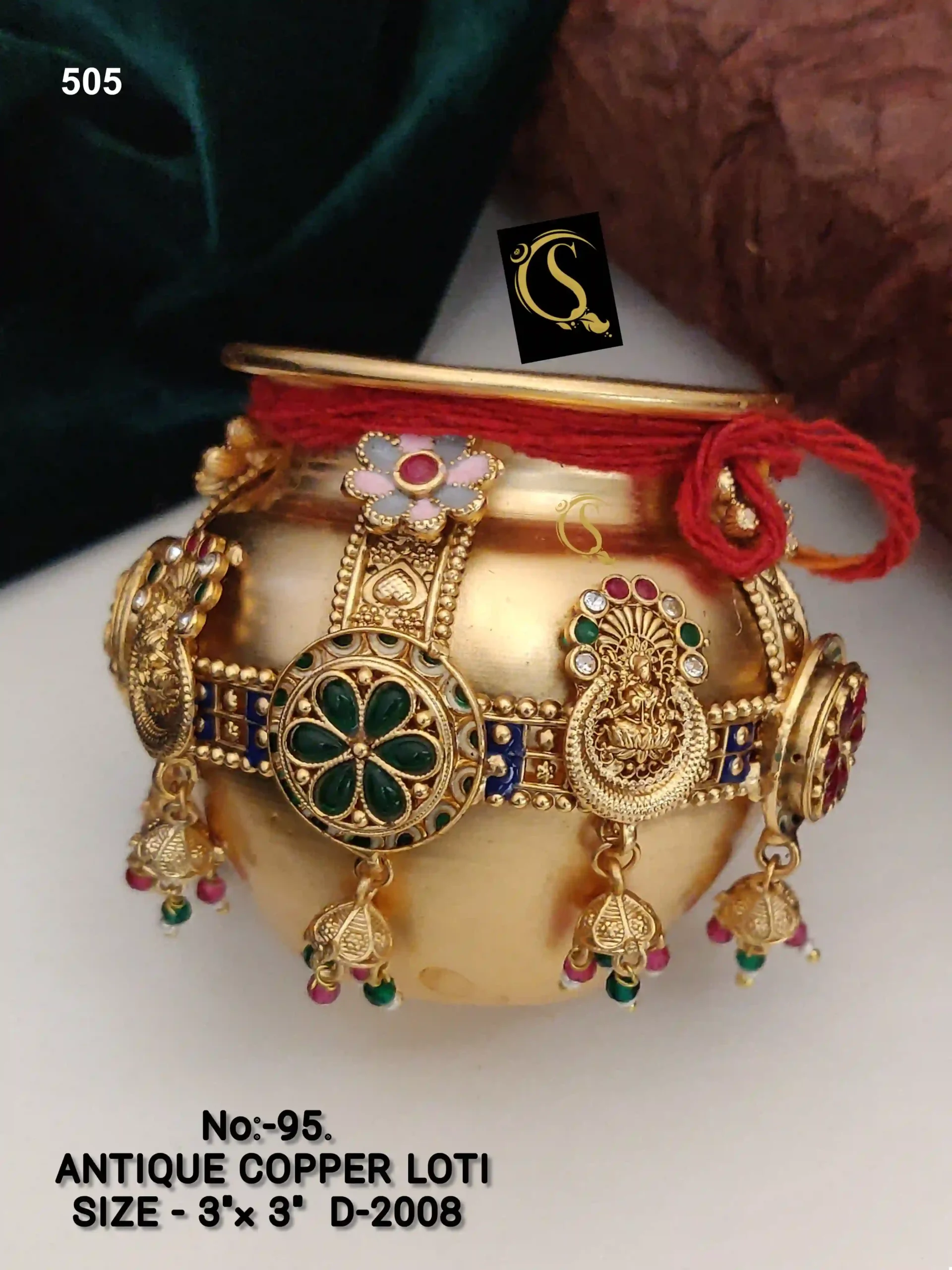 Vintage-Inspired Antique Copper Loti With Ornate Embellishments