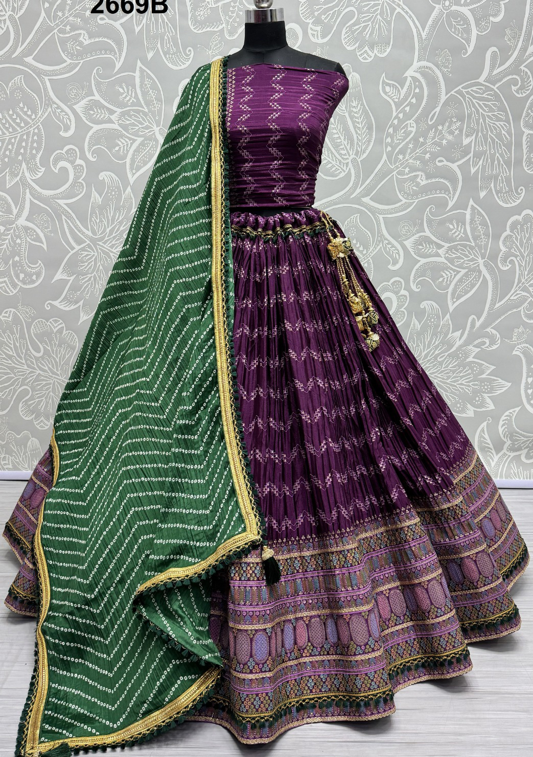Anjani Art 2669A & 2669B Chinnon Wholesale Lehenga Catalog