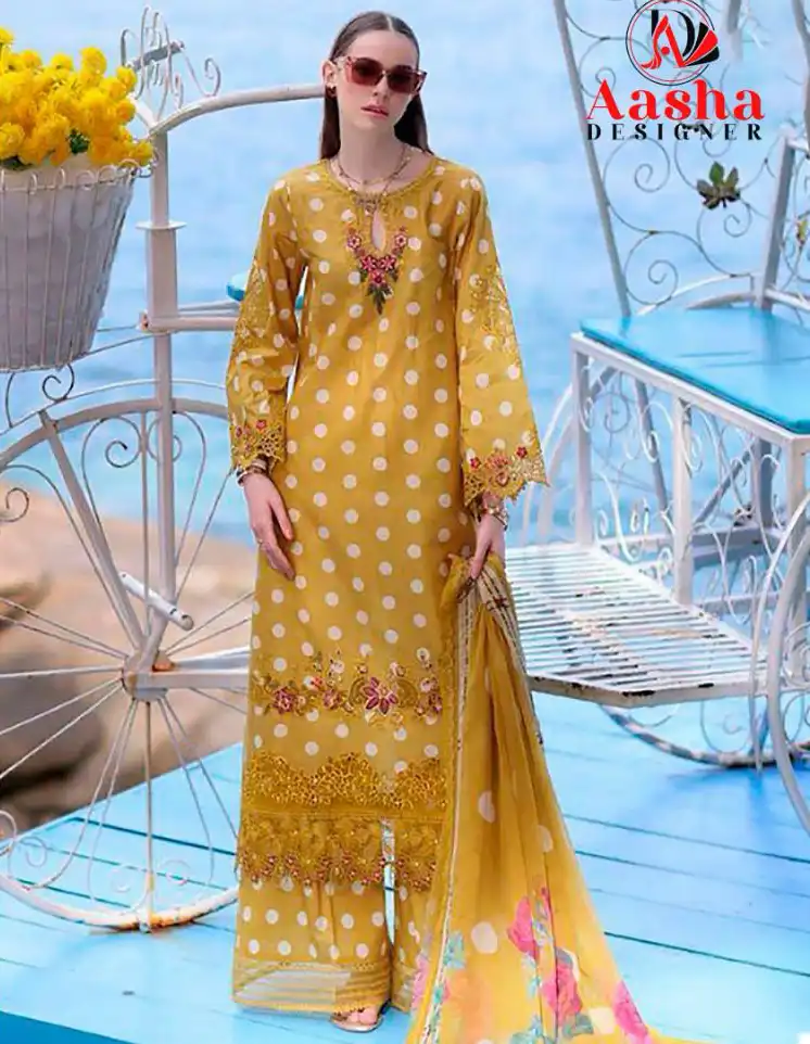 Aasha Designer 1054 & 1055 Pure Cotton Print Wholesale Pakistani Salwar Suit Catalog