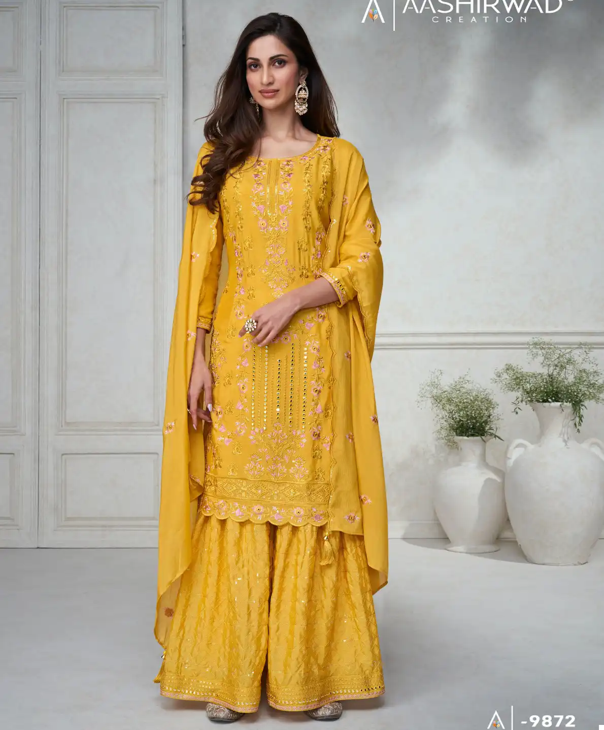 Aashirwad Agha Noor Premium Chinnon Silk Wholesale Designer Readymade Salwar Suit Catalog
