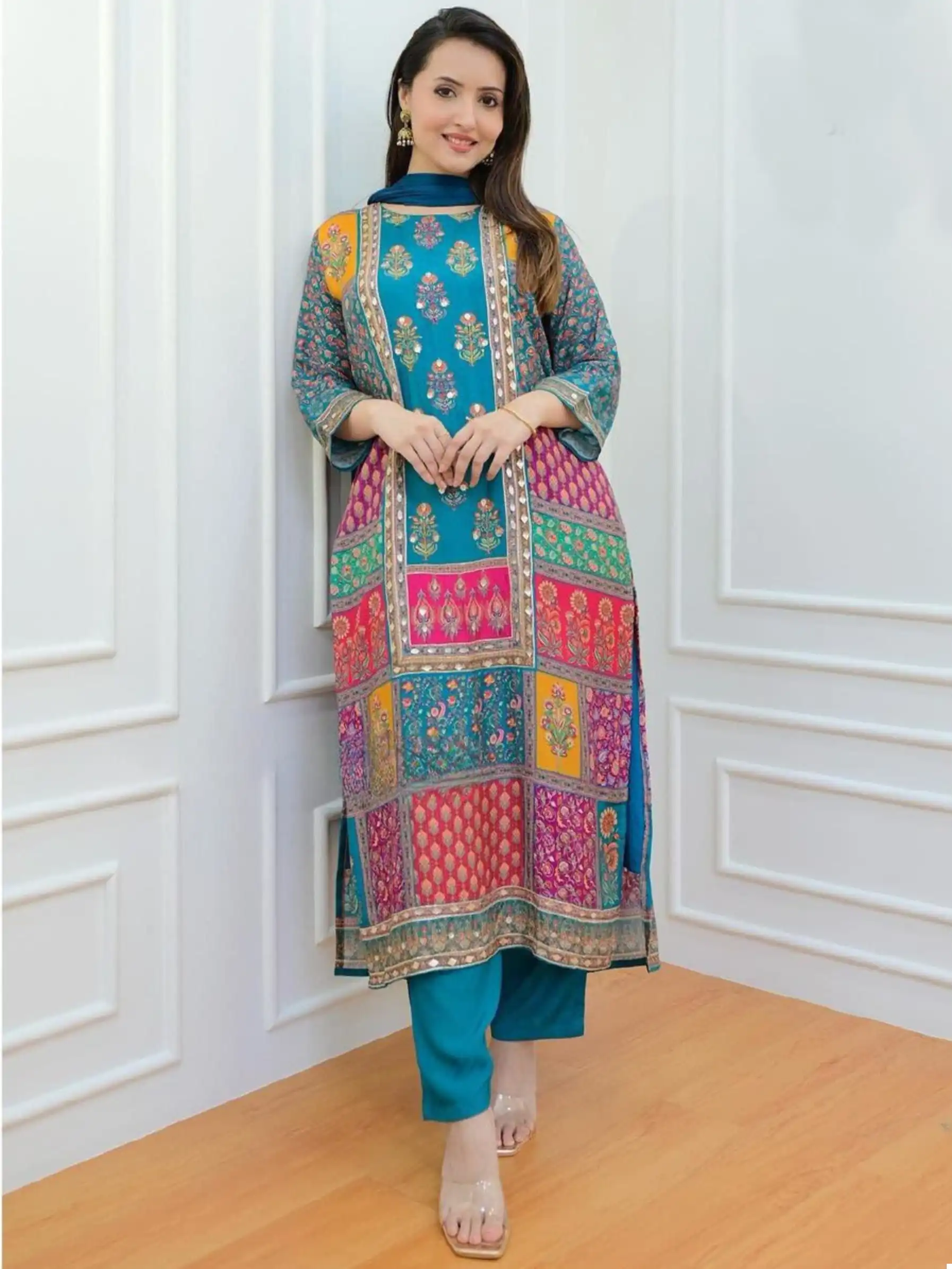 Afsana Madhuri 5 Pure Muslin Sequence Digital Print Wholesale Pakistani Readymade Salwar Suit — Wholesale Salwar Suits, MPA wholesale from Surat — view 1